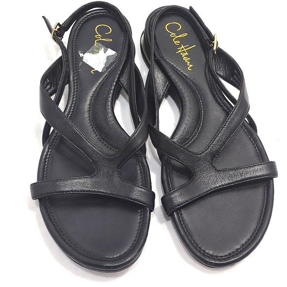 Cole Haan Nike Air Black Leather Slingback Sandals - Picture 10 of 11